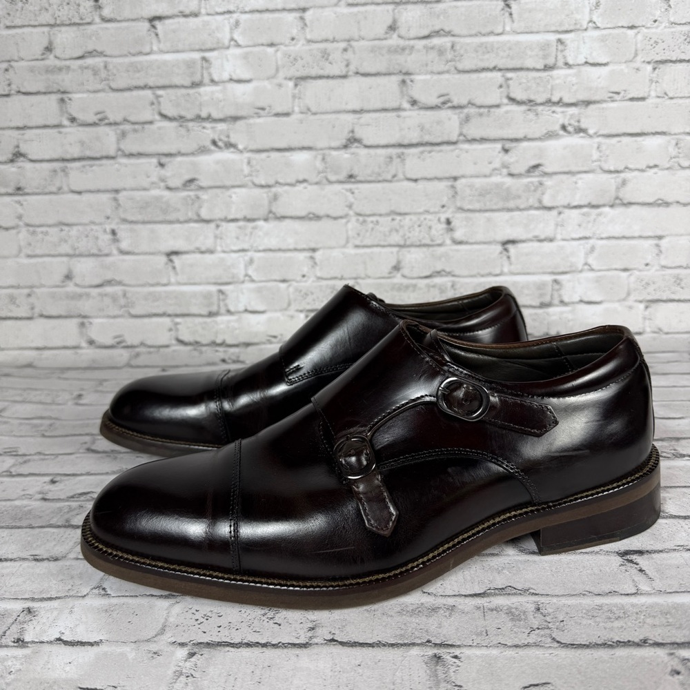 Studio Belvedere Men's Double Monk Strap Brown Leather Dress Shoes Size 8D